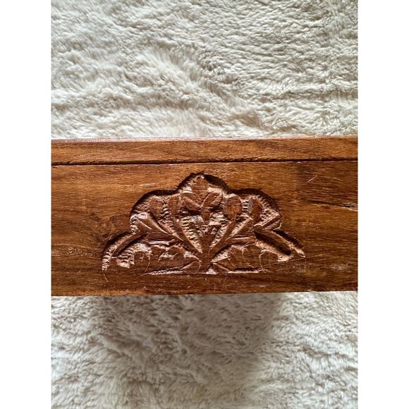 Carved Wooden Box - Vintage 5 1/2x 2 1/4x 3 1/4 - Picture 7 of 7